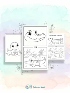 Alligator and Crocodile Coloring Pages