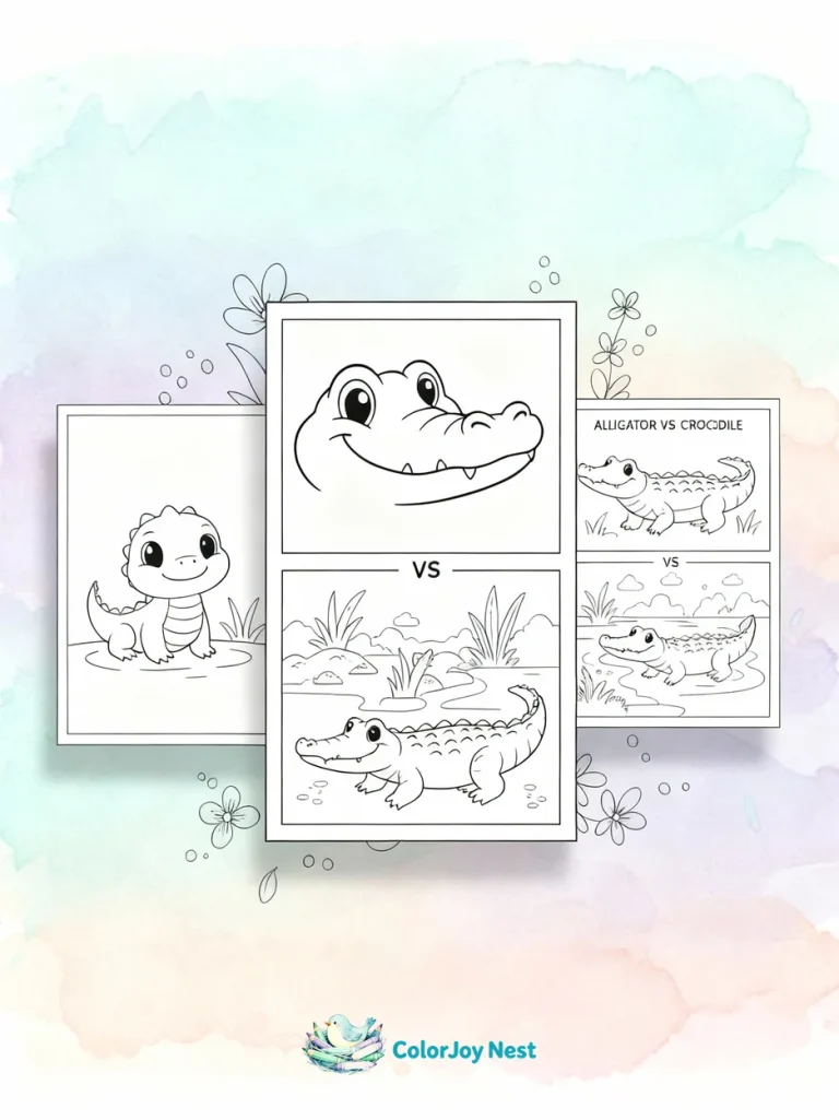 Alligator and Crocodile Coloring Pages