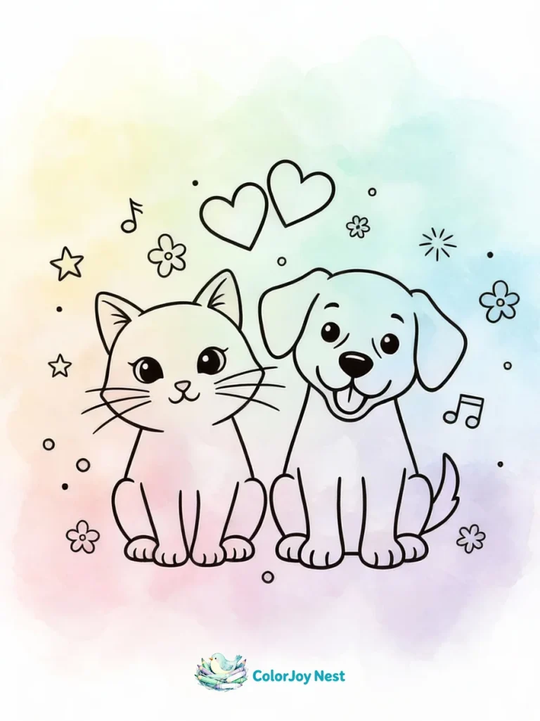 Cat and Dog Coloring Pages