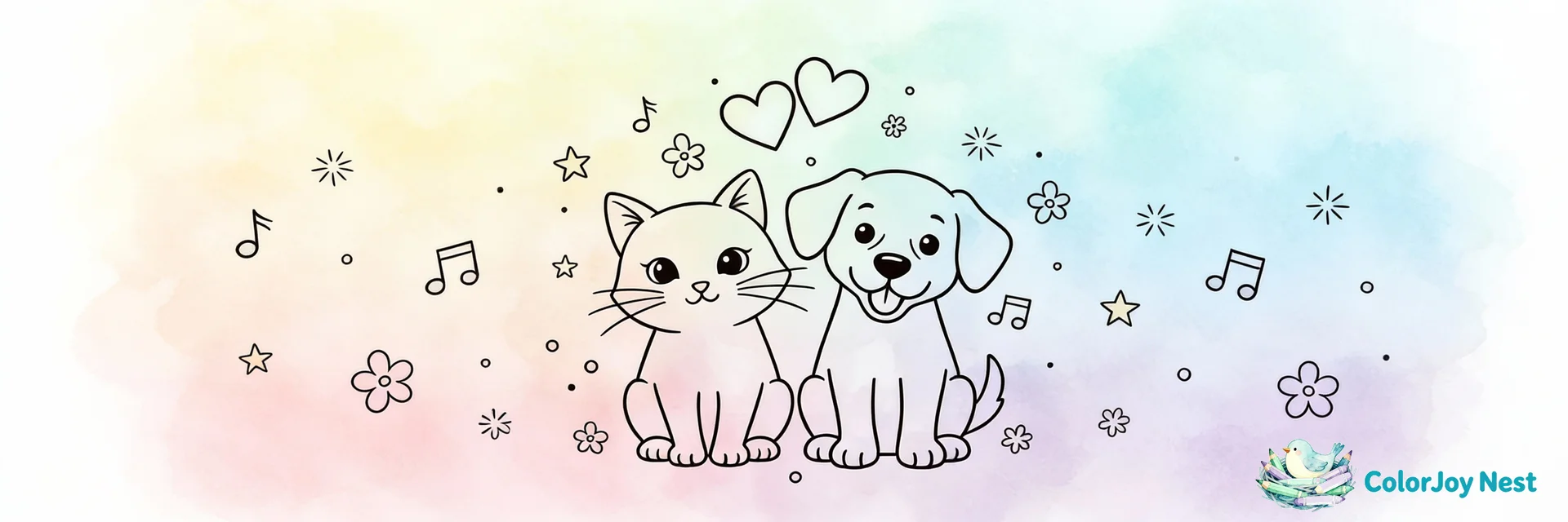 Cat and Dog Coloring Pages