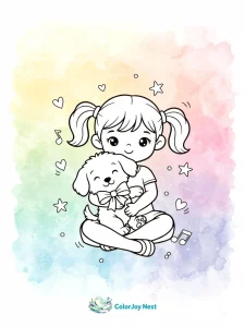 Girl Puppy Coloring Pages