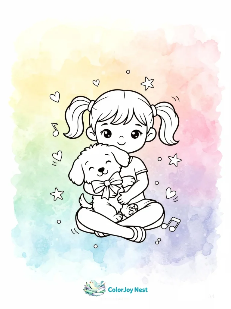 Girl Puppy Coloring Pages