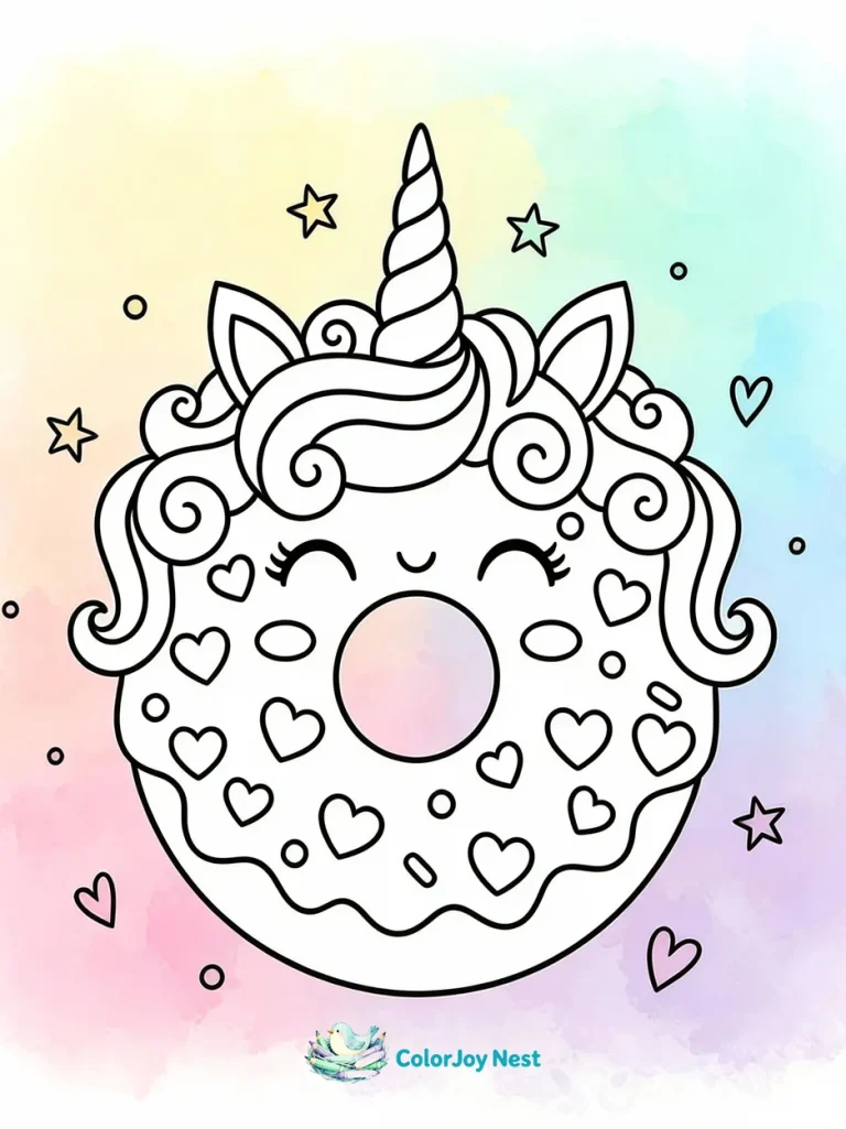 Unicorn Donut Coloring Pages