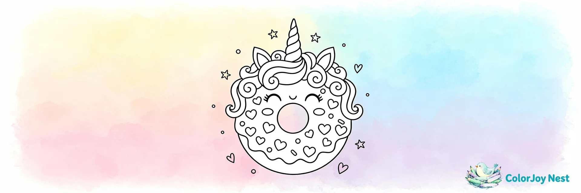 Unicorn Donut Coloring Pages