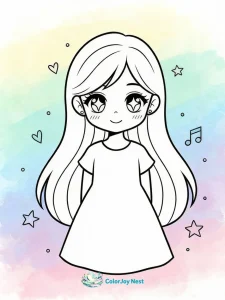 Cute Anime Girl Coloring Pages