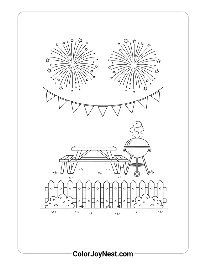 Backyard Celebration Coloring Page