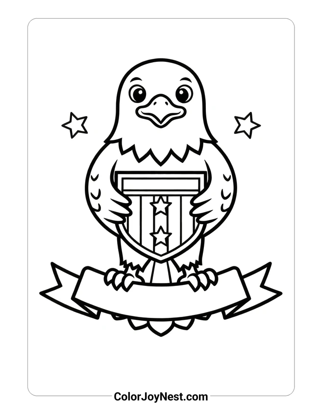Bald Eagle and Shield Coloring Page