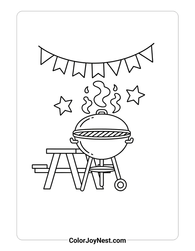 BBQ Picnic Coloring Page