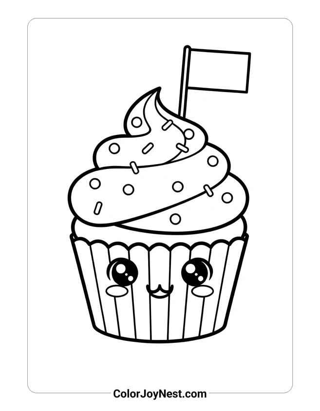 Patriotic Cupcake Coloring Page