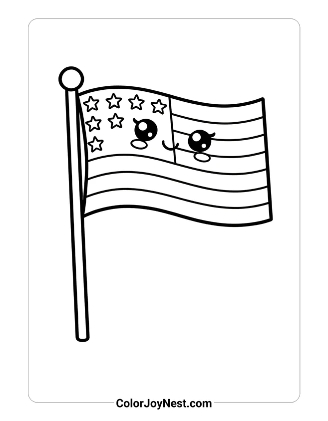 Smiling Flag Coloring Page