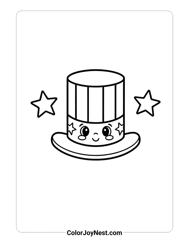Starry Uncle Sam Hat Coloring Page