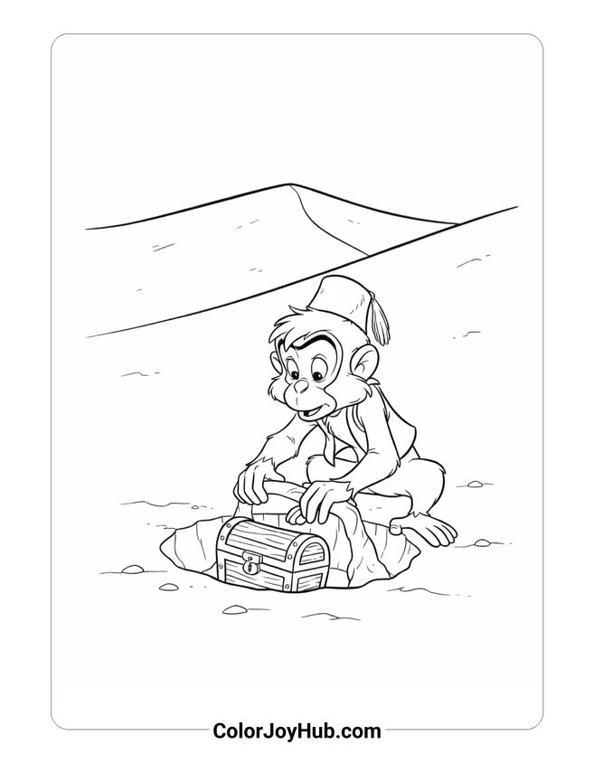 Easy Abu Hiding Treasure Coloring Page