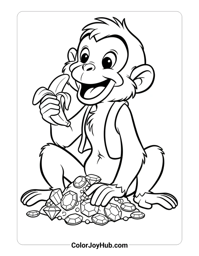 Easy Abu with Stolen Jewels Coloring Page