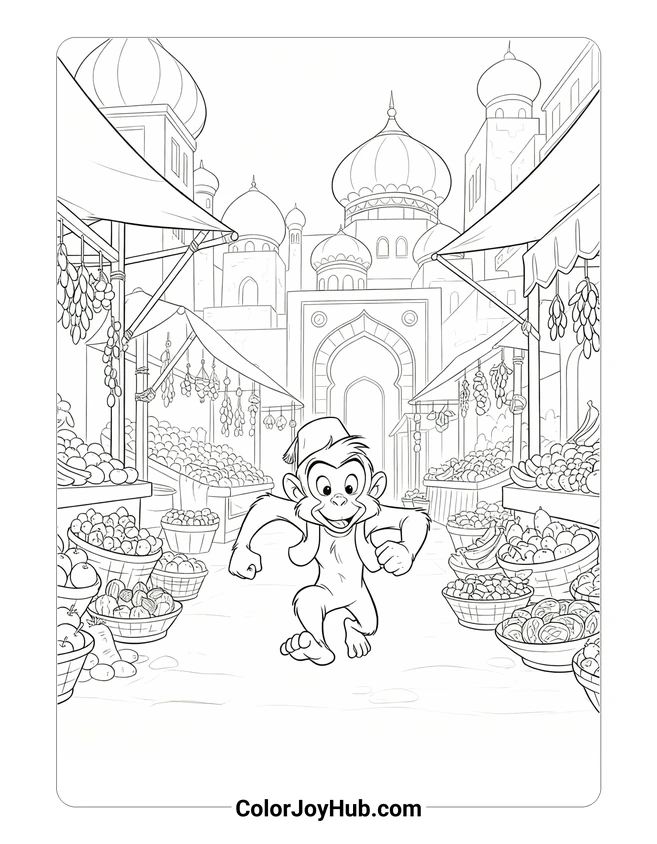 Medium Abu in Arabian Marketplace Coloring Page