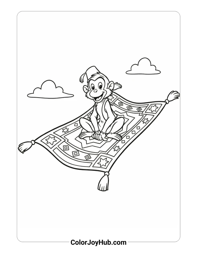 Simple Abu on Magic Carpet Coloring Page