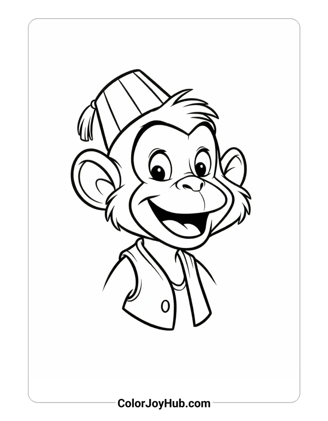 Simple Abu Monkey Face Coloring Page