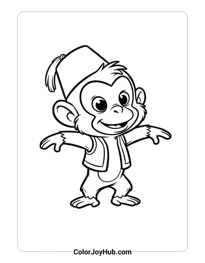 Simple Chibi Abu Standing Coloring Page