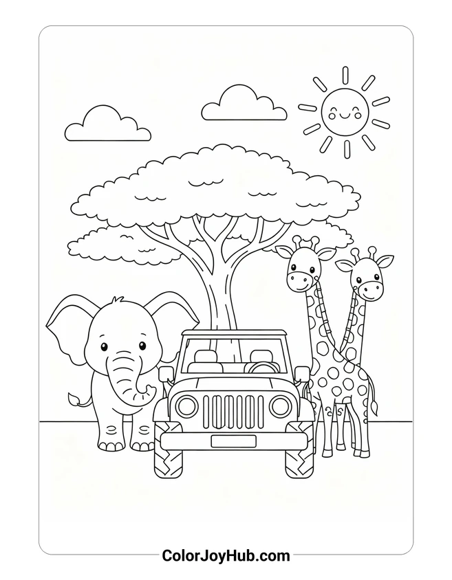 Medium Safari Adventure Coloring Page