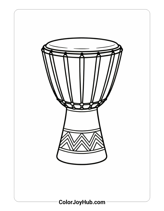 Simple African Drum Coloring Page