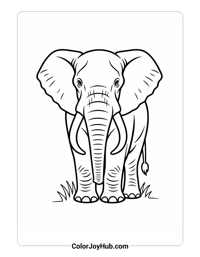 Simple African Elephant Coloring Page