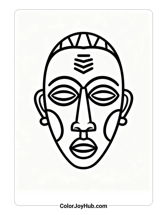 Simple Tribal Mask Coloring Page