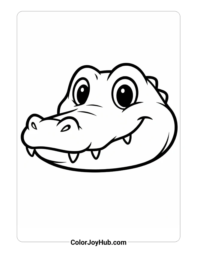 Simple Alligator Head Coloring Page
