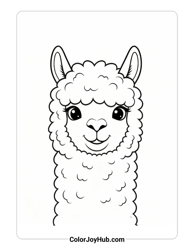 Simple Alpaca Head Coloring Page