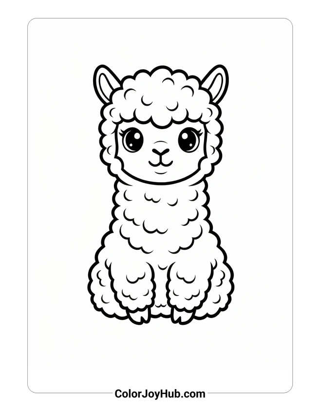 Simple Baby Alpaca Coloring Page