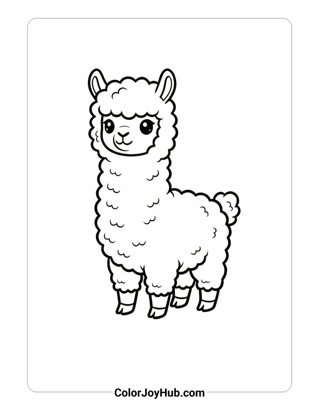Simple Standing Alpaca Coloring Page