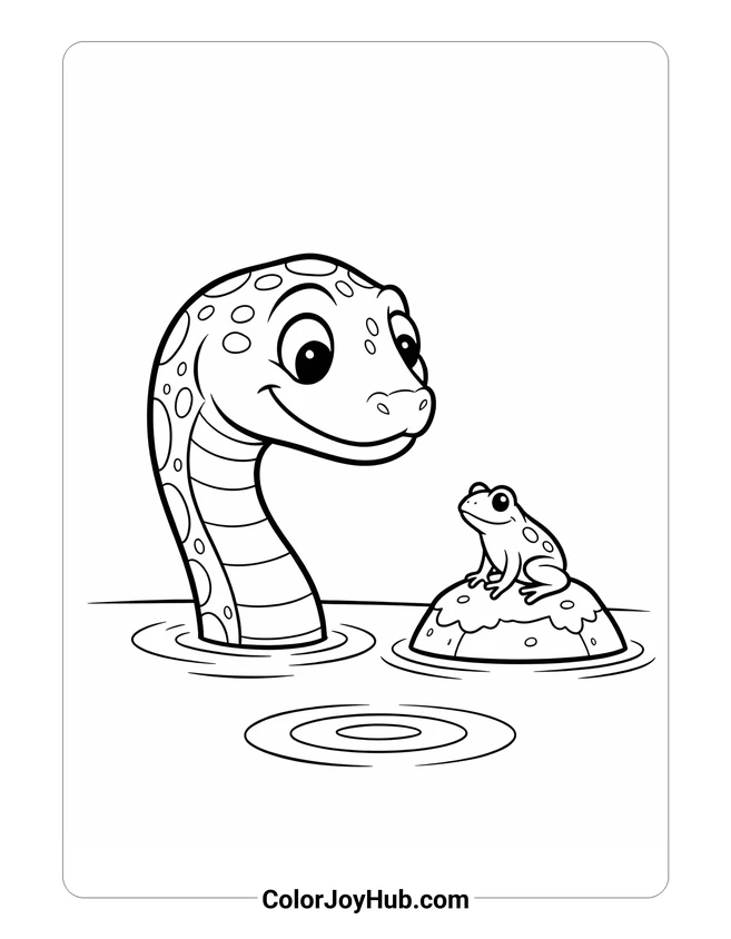 Anaconda and Frog Coloring Page