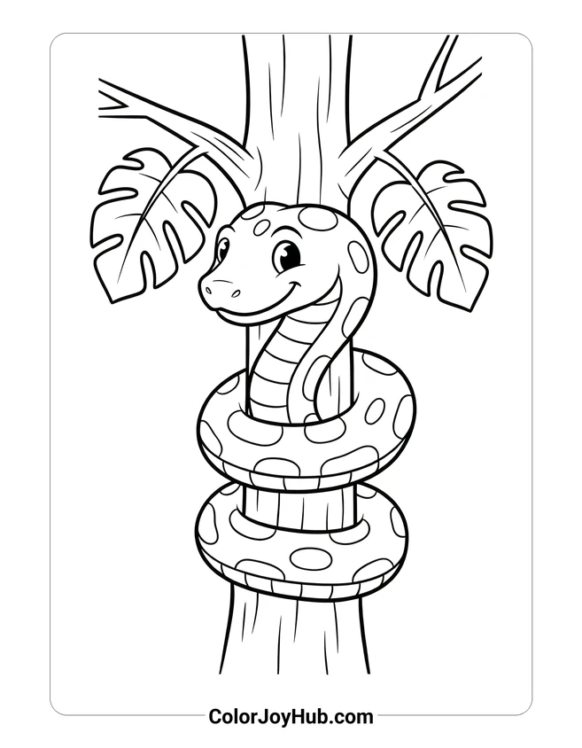 Anaconda Climbing Tree Coloring Page