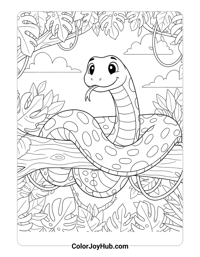 Anaconda in Jungle Coloring Page