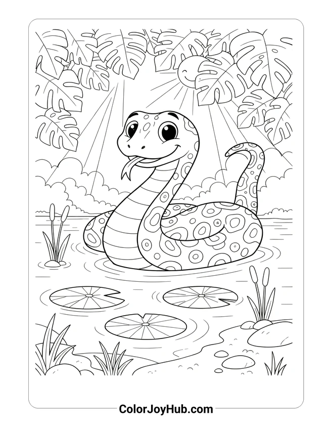 Anaconda Jungle River Coloring Page