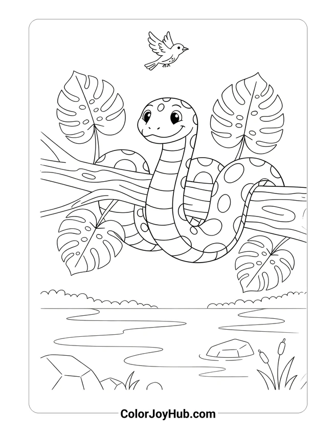Anaconda on Large Branch Coloring Page