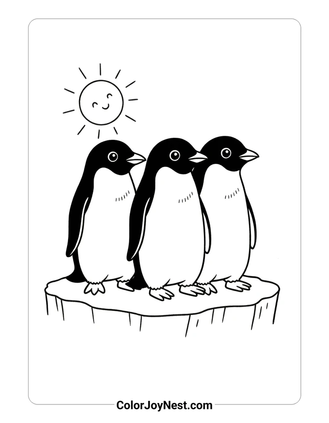 Adélie Penguin Colony Coloring Page