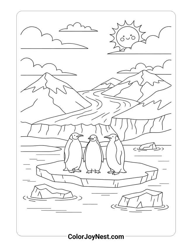Antarctic Glacier Landscape Coloring Page
