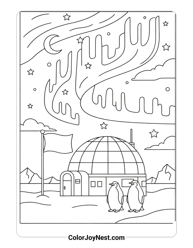 Research Station Aurora Coloring Page