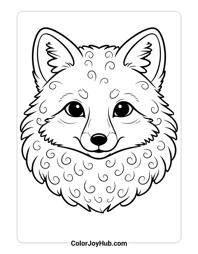 Arctic Fox Face Coloring Page