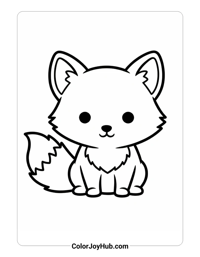 Baby Arctic Fox Sitting Coloring Page