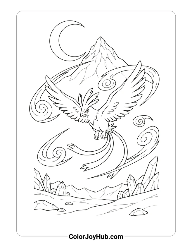 Articuno Blizzard Night Coloring Page