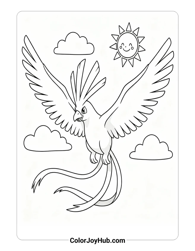 Articuno Flying Coloring Page