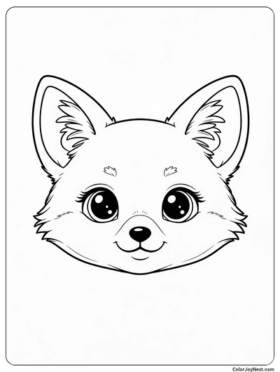 Cute Baby Fox Face Coloring Page