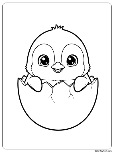 Hatching Baby Penguin Coloring Page