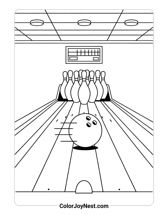 Bowling Alley Scene Coloring Page