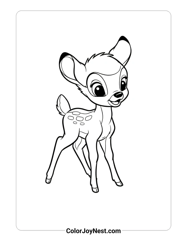Baby Bambi Standing Coloring Page