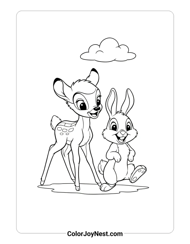 Bambi and Thumper Coloring Page