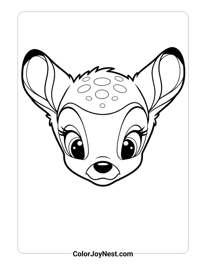 Bambi Fawn Face Coloring Page