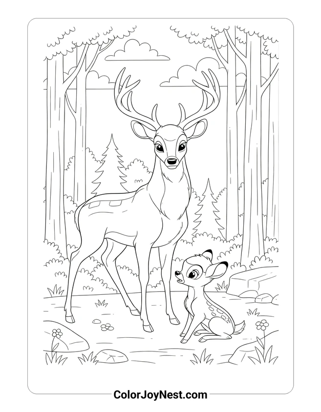 Bambi Meets Great Prince Coloring Page