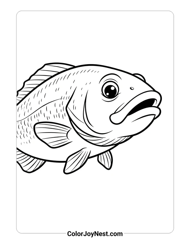Smallmouth Bass Face Coloring Page