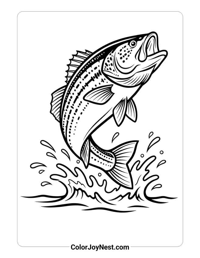Striped Bass Jumping Coloring Page